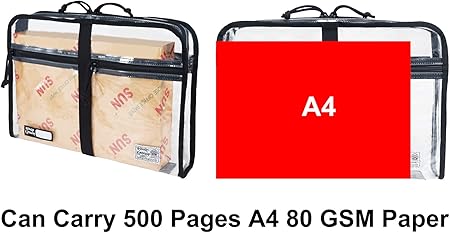 Clear plastic carry bag for papers