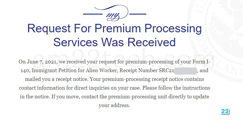 i140 USCIS premium processing update status
