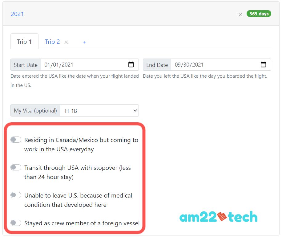 IRS substantial presence test calculator exemptions