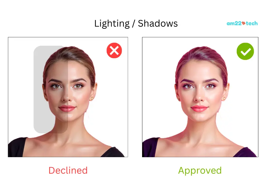 Correct background and lighting for a passport photo